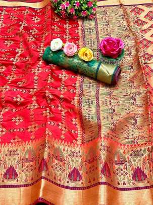  PATOLA SILK  WITH WEAVING JEQUARD PINK COLOUR 
