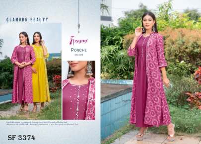 PORCHE   4 Shifley work Kurta With Shrug In 8 Design By Psyna