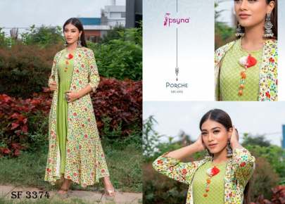 PORCHE   4 Shifley work Kurta With Shrug In 8 Design By Psyna