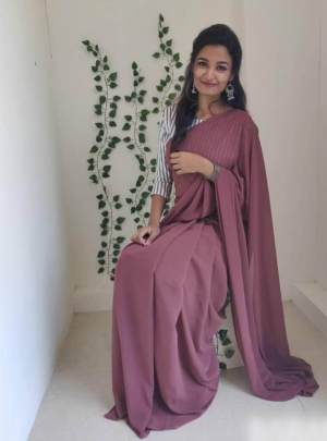 PURE SOFT GEORGETTE SAREE IN MAUVE 