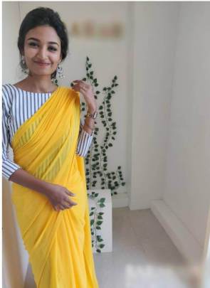 PURE SOFT GEORGETTE SAREE IN YELLOW