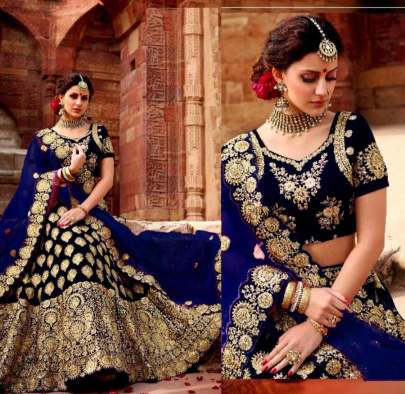 PURE VELVET WITH EMBROIDERY WORK SATIN SILK LEHENGHA CHOLI