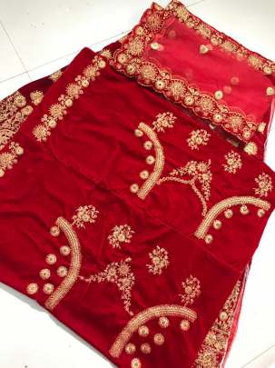 PURE VELVET WITH EMBROIDERY WORK SATIN SILK LEHENGHA CHOLI