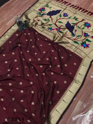 Pure Silk Saree In Coffee Color By Surati Fabric