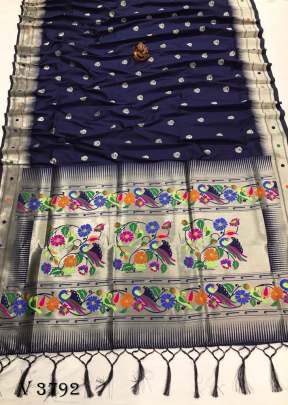 RAKHI Soft Kanjivaram Lichi Silk Saree In Navy Blue Color By Surati Fabric