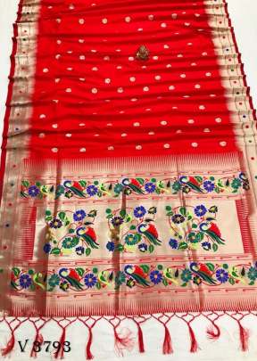 RAKHI Soft Kanjivaram Lichi Silk Saree In Red Color By Surati Fabric