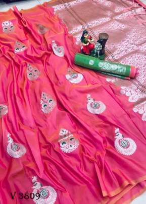 RIVAJ Designer Lichi Silk Saree In Pink Color By Surati Fabric 