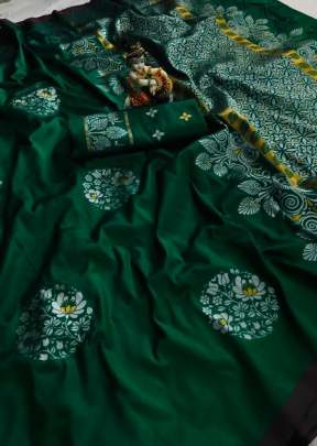 Radhika Lichi Silk Green Color Saree