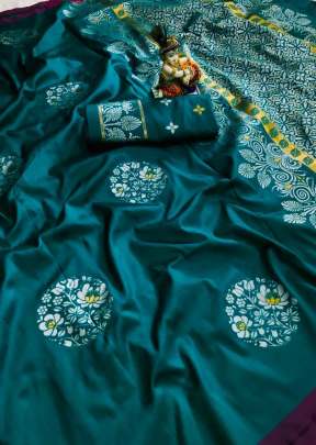 Radhika Lichi Silk Rama Color Saree