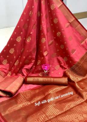 Rajdip Soft Lichi Silk Pink And Maroon Colour Saree