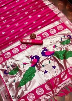 Rehana Pure Kanchipuram Saree In Pink Color By Surati Fabric 