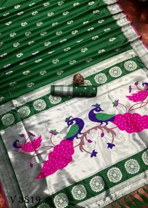 Rehana Pure Kanchipuram Saree In Green Color By Surati Fabric 