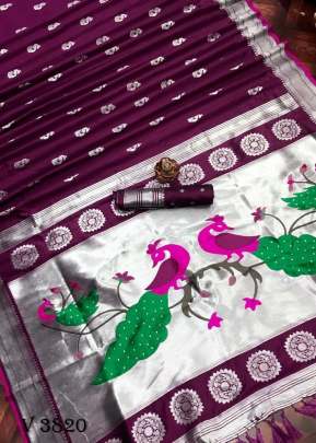 Rehana Pure Kanchipuram Saree In Wine Color By Surati Fabric 
