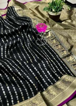 Remo Banarasi Weaving Silk Black Color Saree