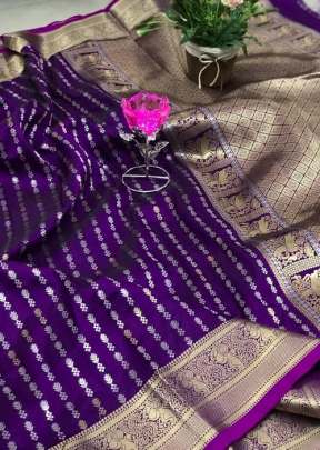 Remo Banarasi Weaving Silk Wine Color  Saree