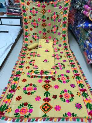 Renu Designer Embroidery and Original  Mirror Glass dress yellow dress