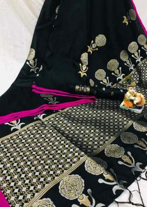 Rose Candy Lichi Silk Black Colour Saree