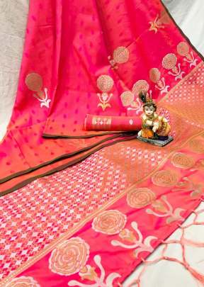 Rose Candy Lichi Silk Peach Colour Saree