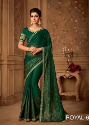 Royal Wedding Designer Mehndi Color Heavy Work Saree