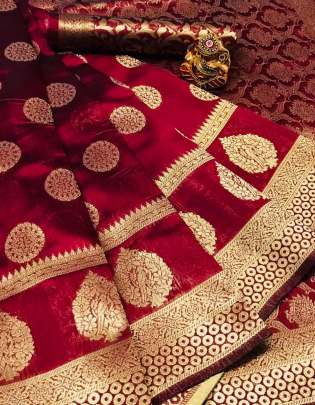 SOFT BANARASI SILK SAREE WITH WEAVING GOLD JARI AND RICH  PALLU WITH JARI WEAVING BORDER