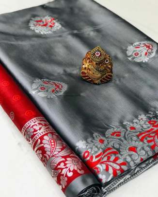 SOFT SILK SAREE WITH ATTRACTIVE GOLD AND SILVER JARI WEAVING WORK WITH MEENA RICH LOOK PALLU