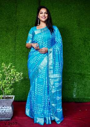 SUVARNA 2 Bandhej Silk Saree In Sky Color By Surati Fabric