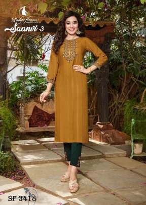 Saanvi Vol 3 Kurti With Heavy Sequnce Embroidery Work In 6 Color By Ladies Flavour