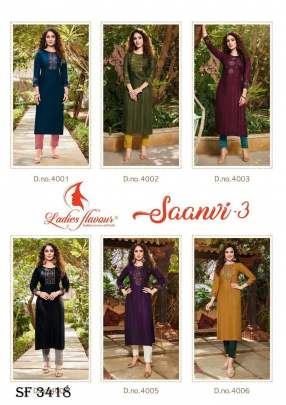 Saanvi Vol 3 Kurti With Heavy Sequnce Embroidery Work In 6 Color By Ladies Flavour