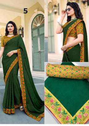 Sanskar Vichitra Silk Green Color Sarees