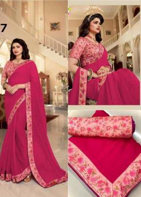 Sanskar Vichitra Silk Rose Pink Color Sarees