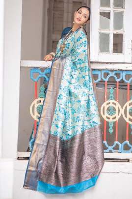 Saundrya Handloom Weaving Silk Sky Blue