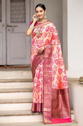 Saundrya Handloom Weaving Silk Rose Pink