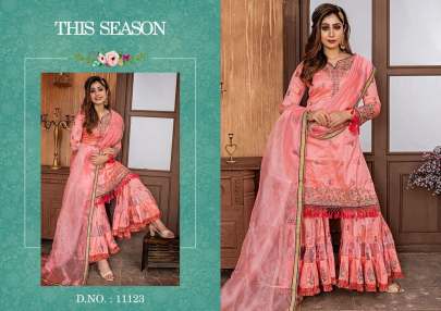 Sharara Design No 11123 Peach