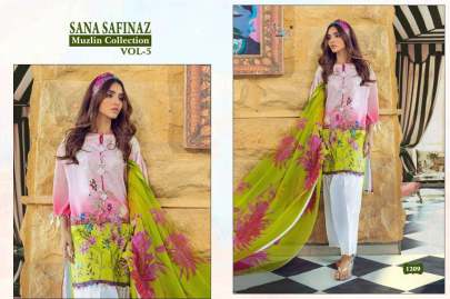 Shree Fabs Sana Safinaz Muzlin Collection Vol 5 Salwar Suit With Chiffon Dupatta