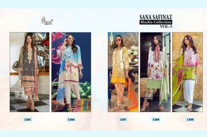 Shree Fabs Sana Safinaz Muzlin Collection Vol 5 Salwar Suit With Chiffon Dupatta