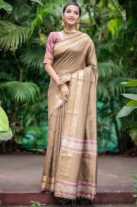 Soft Raw Silk Weaving Okkar Colour Saree