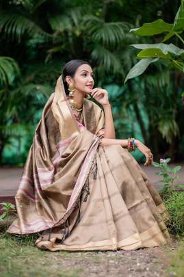 Soft Raw Silk Weaving Okkar Colour Saree