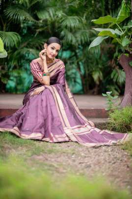 Soft Raw Silk Weaving Wine Colour Saree