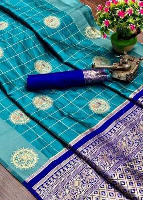 Soft Silk Weaving With Weaving Butta Sky Blue Color Saree