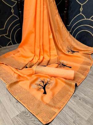  Soft vichitra silk With velvet border and diamond 