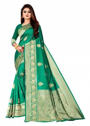 Surbhi Banarasi Silk Light Rama Green Color Saree