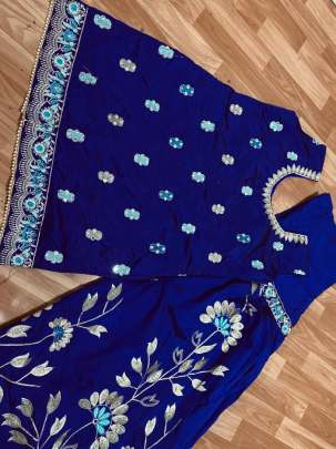 TAPETA SILK    WITH  EMRODERY WORK WITH REAL MIRROR HAND WORK