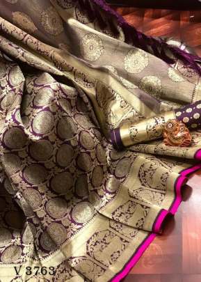 TARAMATI Banarasi silk Saree In Wine Color By Surati Fabric