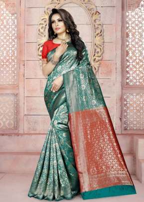 THE KAZO ROOP RANI VOL-14 WEVING SILK  GREEN COLOR SAREE