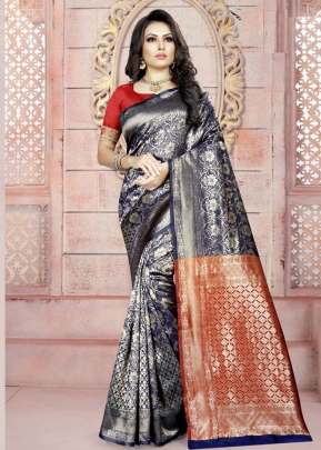 THE KAZO ROOP RANI VOL-14 WEVING SILK SILVER COLOR SAREE