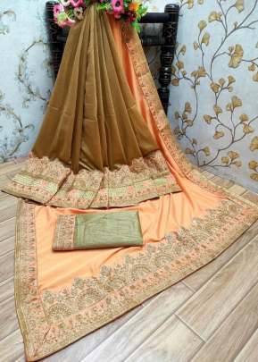 Tajmahal Pc Vichitra Silk Light Orange Color Saree