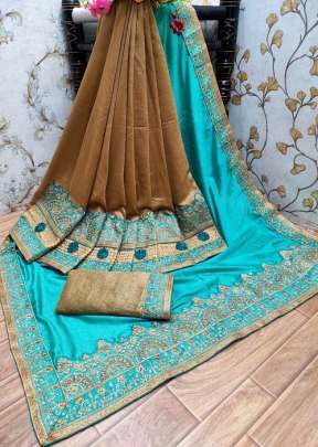 Tajmahal Pc Vichitra Silk Rama Color Saree