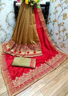 Tajmahal Pc Vichitra Silk Red Color Saree