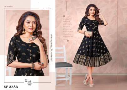 VICTORIA Gold Foil Printed Kurti In 8 Design By Beauty Queen