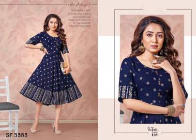 VICTORIA Gold Foil Printed Kurti In 8 Design By Beauty Queen